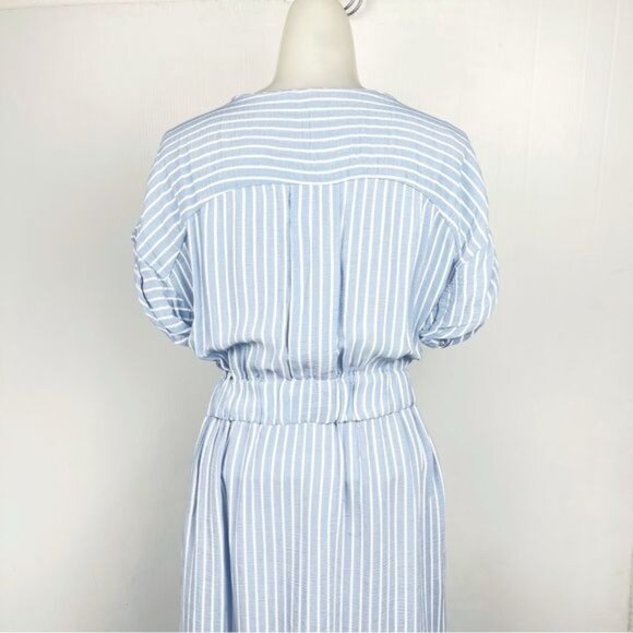 ZARA MIDI V NECK SHIRT DRESS STRIPED BLUE WHITE 7784/072 XSMALL - Picture 4 of 12